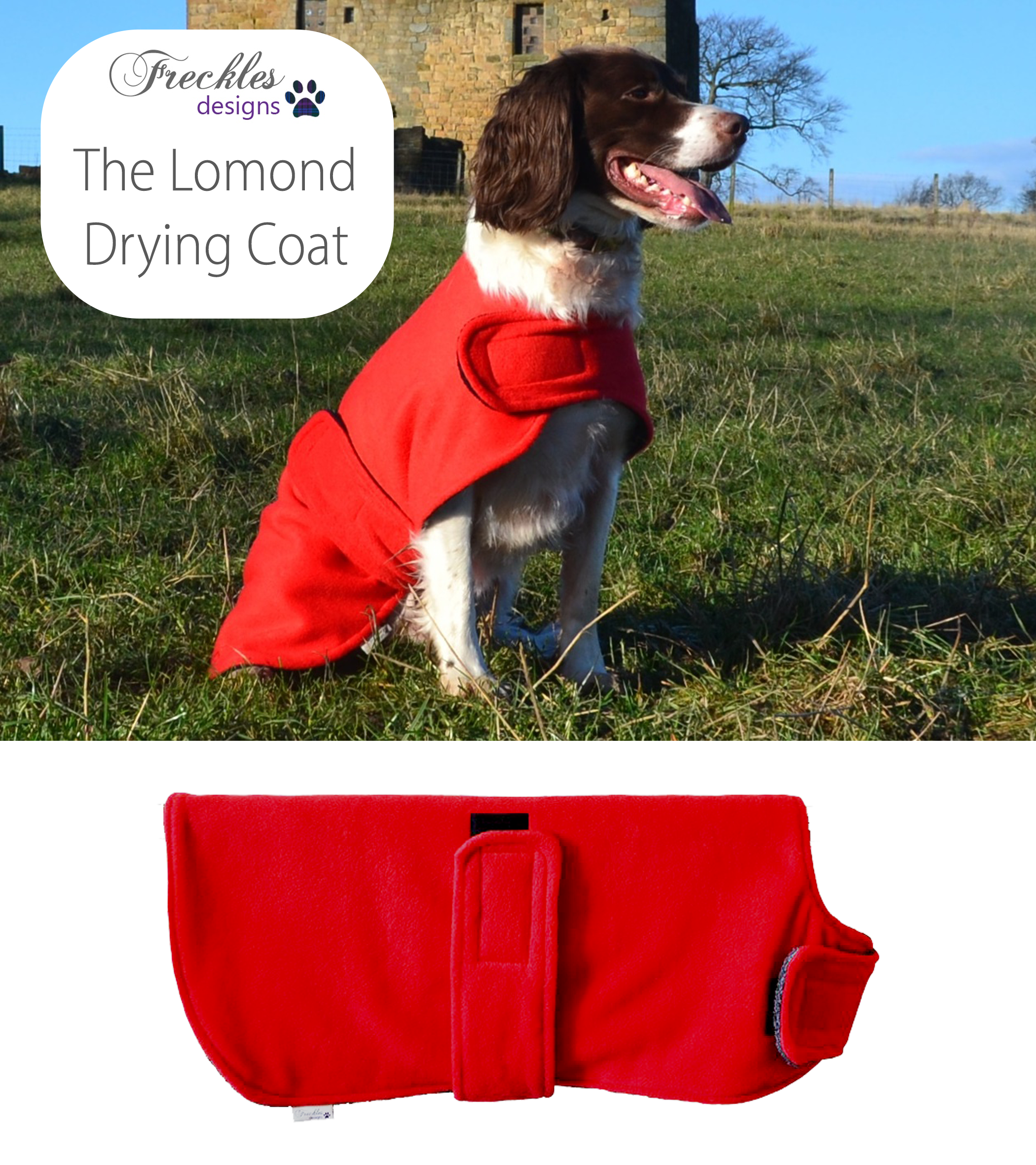 Dog Drying Coat Canicross Aberdeenshire fleece and microfibre